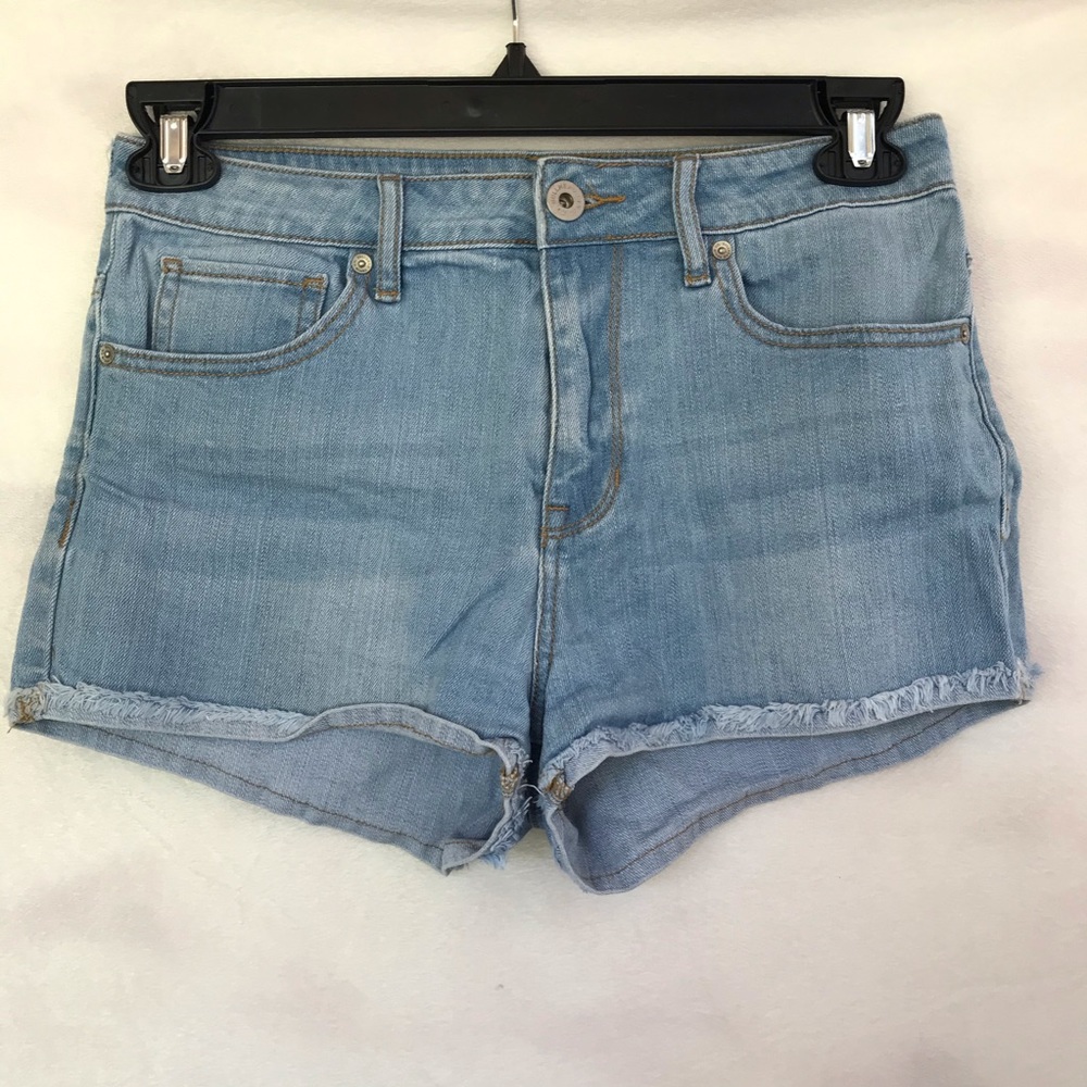 Pacsun Bullhead Super High Rise Shorty Shorts Light Wash High Waisted Cotton